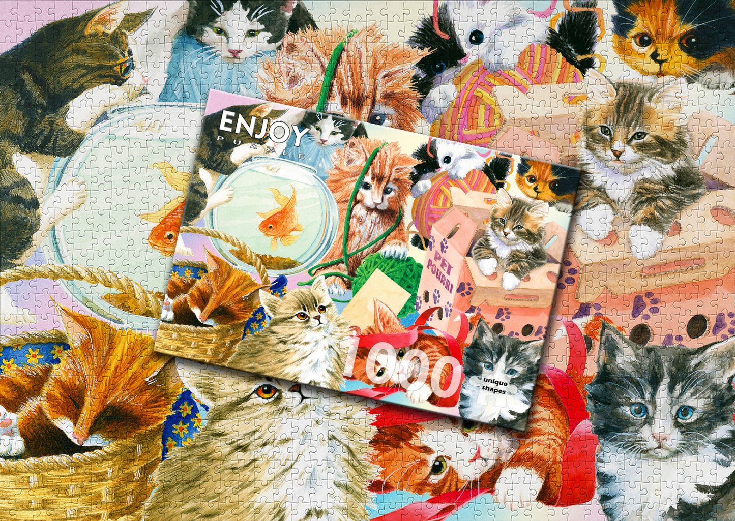 1000 Pieces Jigsaw Puzzle - Curious Cats (1898)