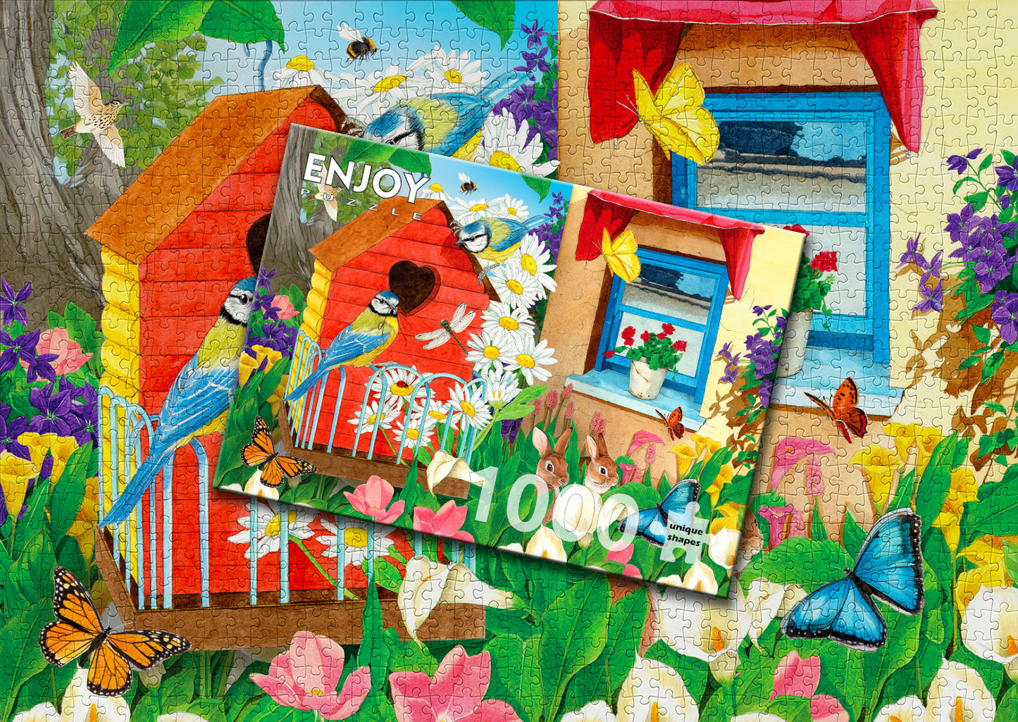 1000 Pieces Jigsaw Puzzle - Birdhouse Garden (1913)