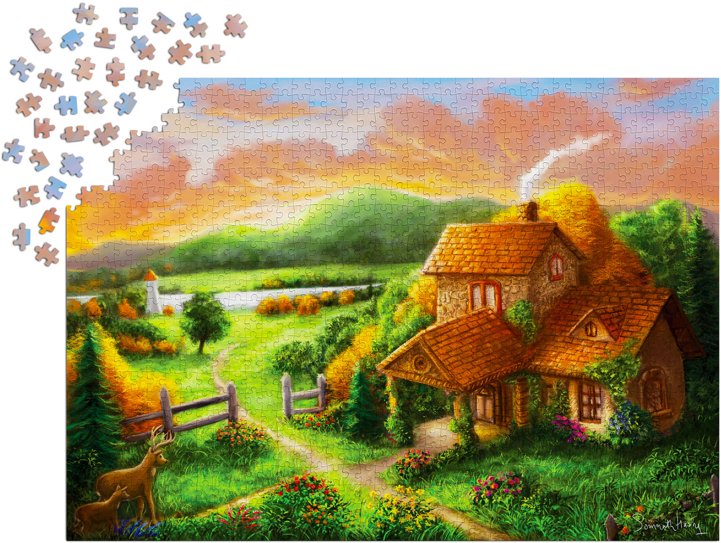 1000 Pieces Jigsaw Puzzle - Cottage at Dusk (1928)