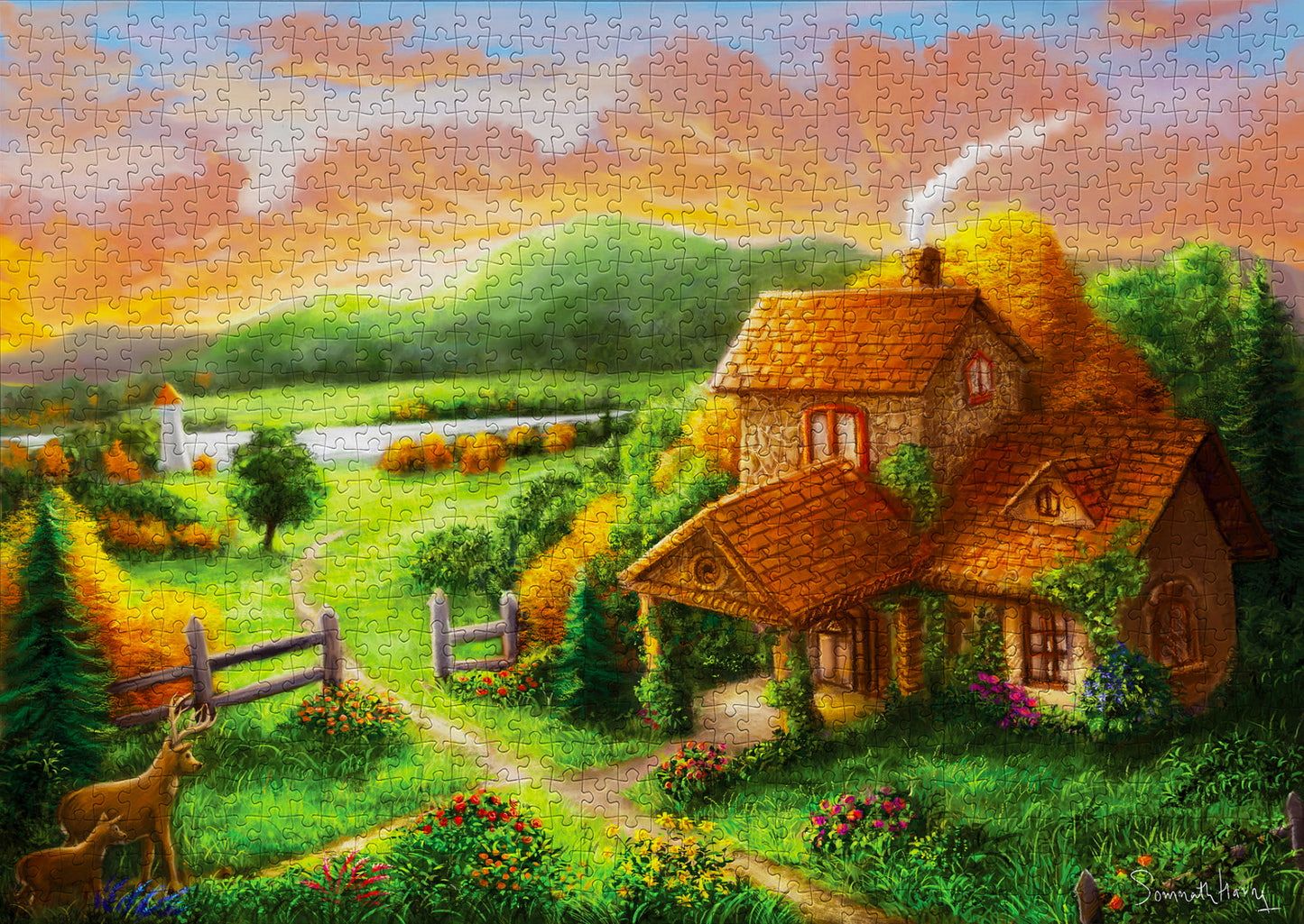 1000 Pieces Jigsaw Puzzle - Cottage at Dusk (1928)