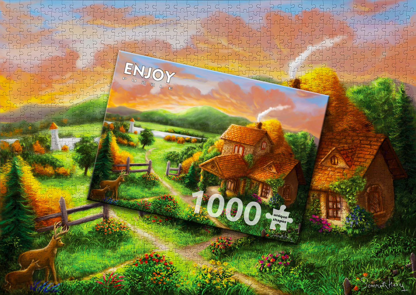 1000 Pieces Jigsaw Puzzle - Cottage at Dusk (1928)