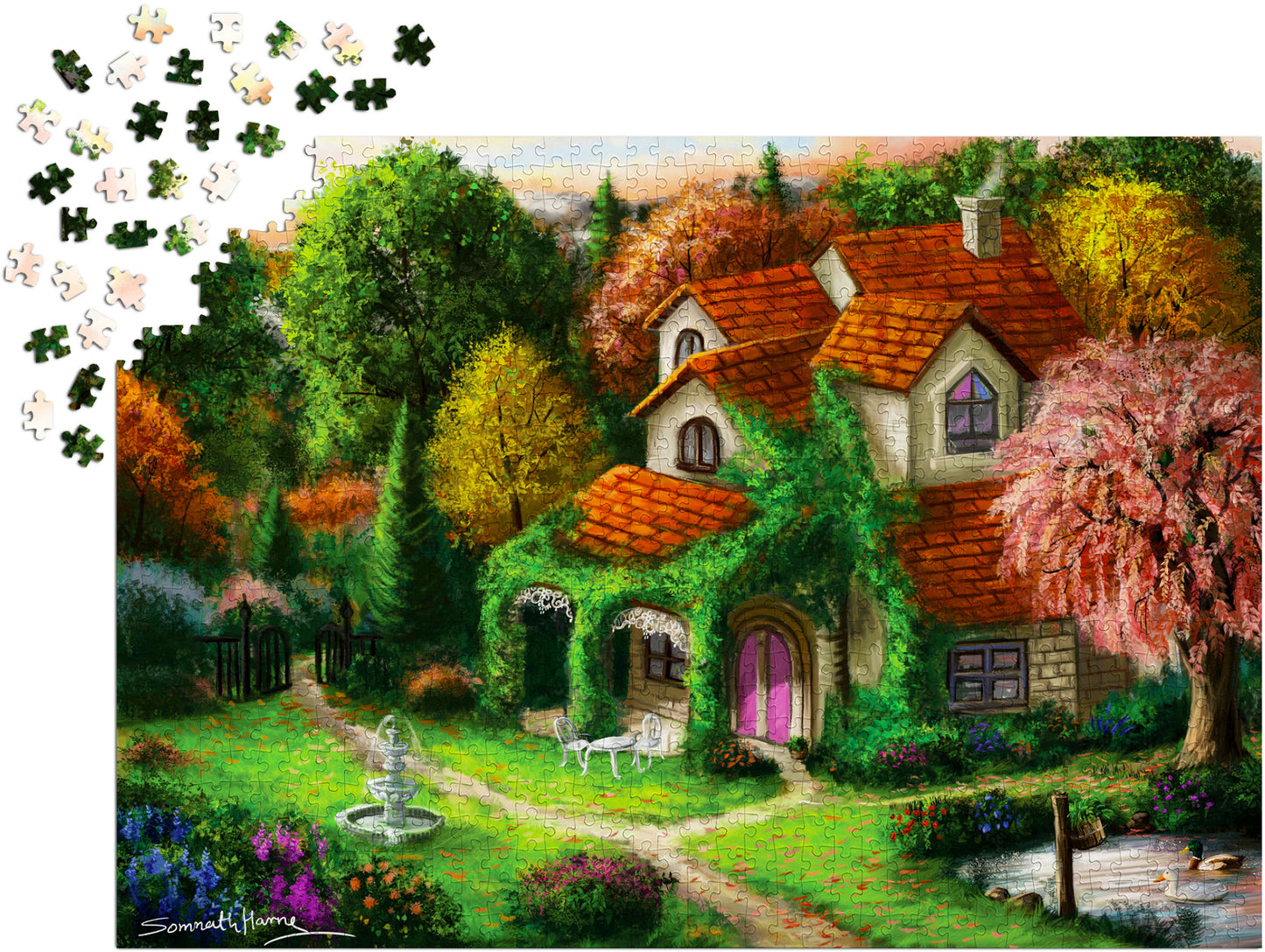 1000 Pieces Jigsaw Puzzle - Cottage in the Forest (1931)