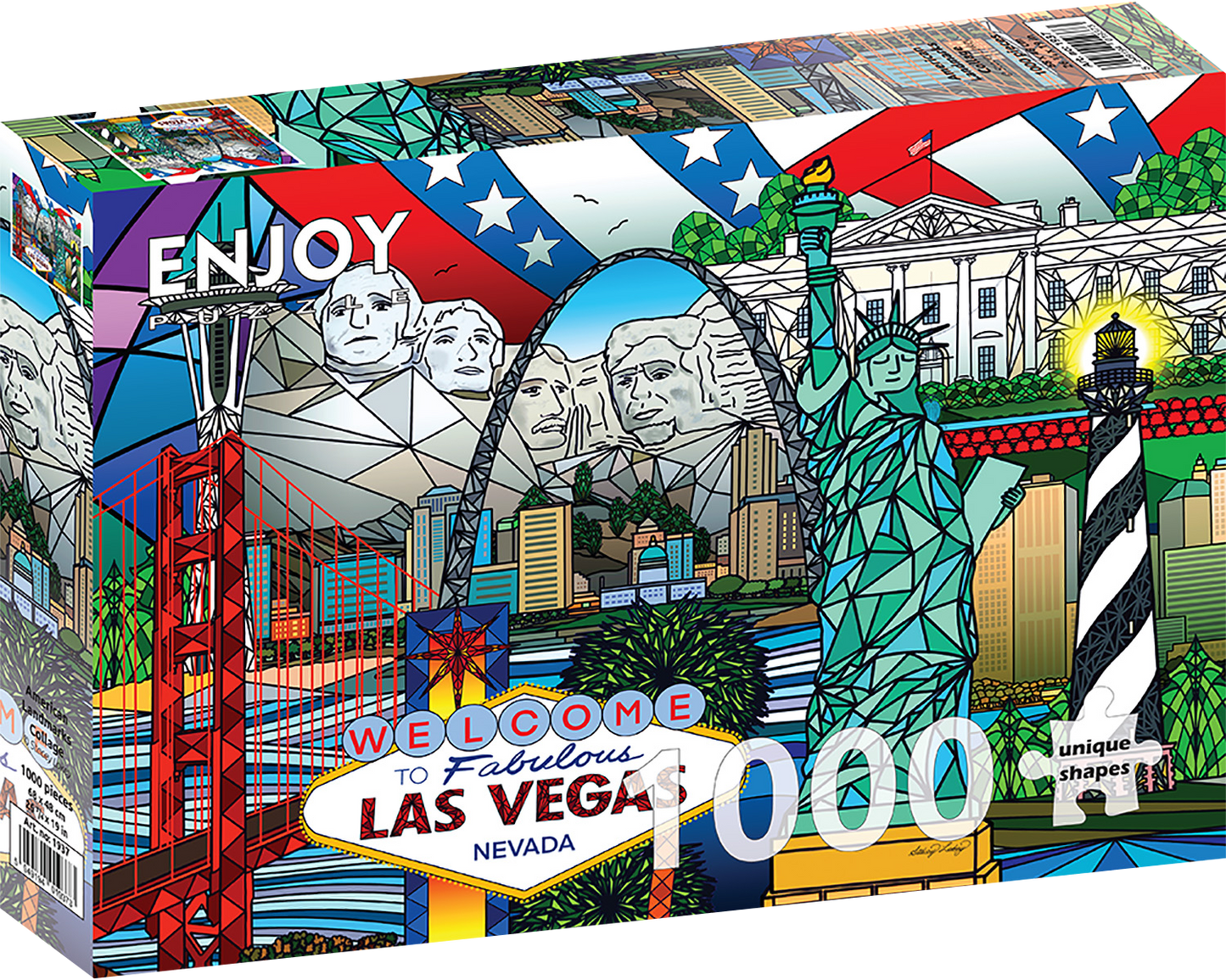 1000 Pieces Jigsaw Puzzle - American Landmarks Collage (1937)