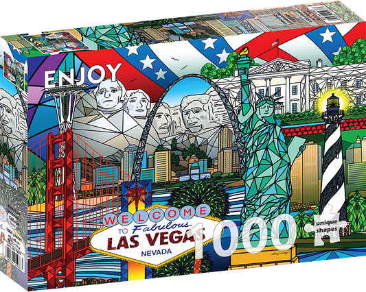 1000 Pieces Jigsaw Puzzle - American Landmarks Collage (1937)