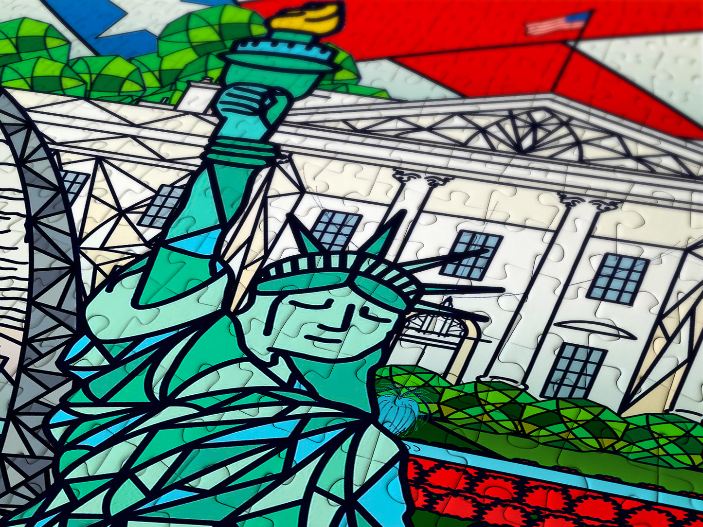 1000 Pieces Jigsaw Puzzle - American Landmarks Collage (1937)