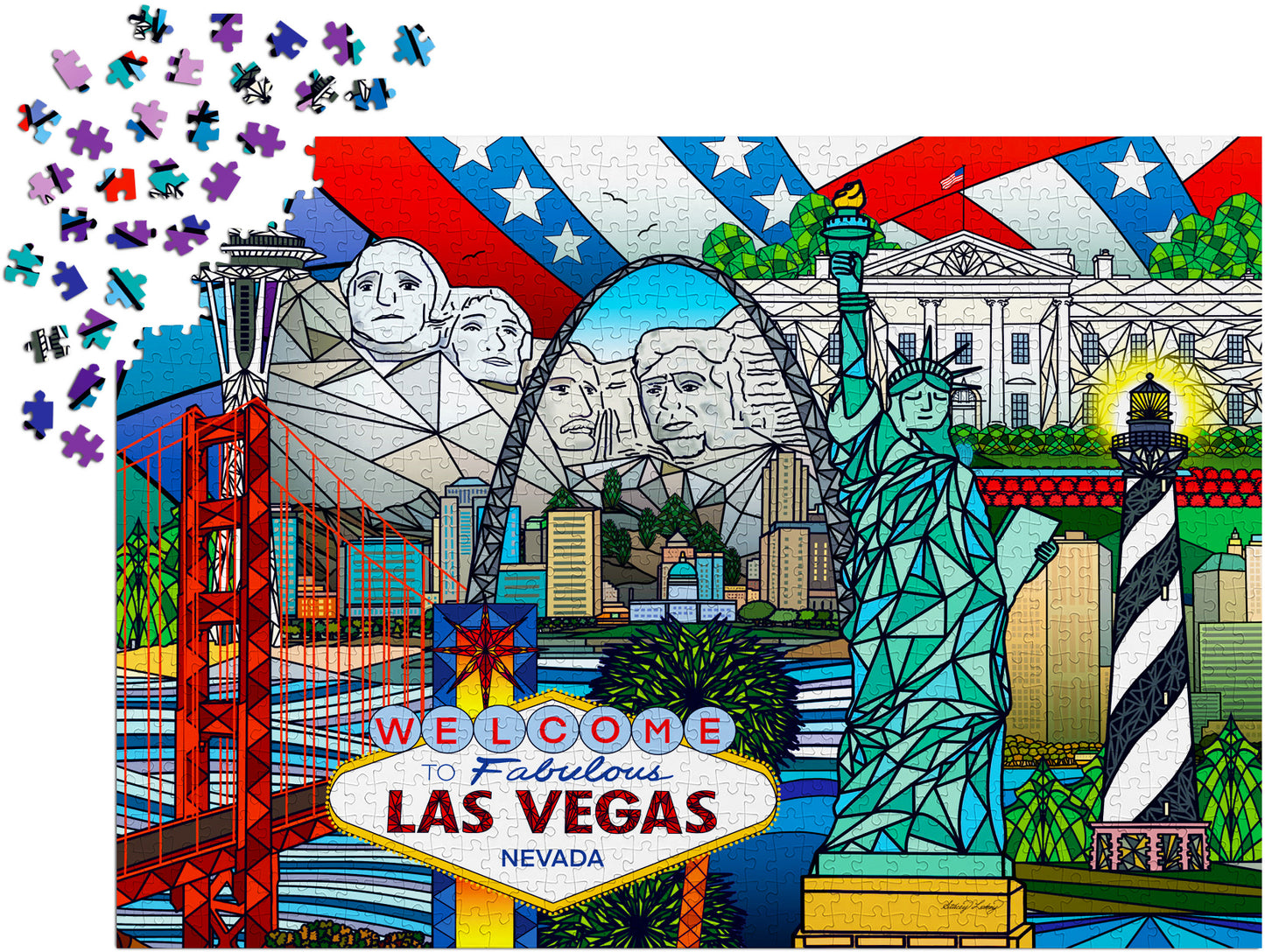 1000 Pieces Jigsaw Puzzle - American Landmarks Collage (1937)