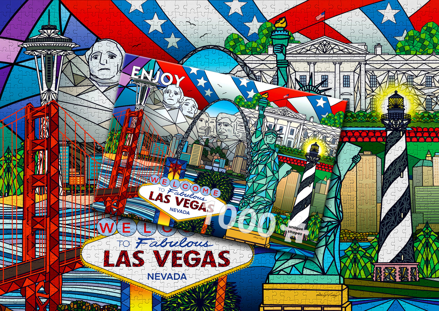 1000 Pieces Jigsaw Puzzle - American Landmarks Collage (1937)