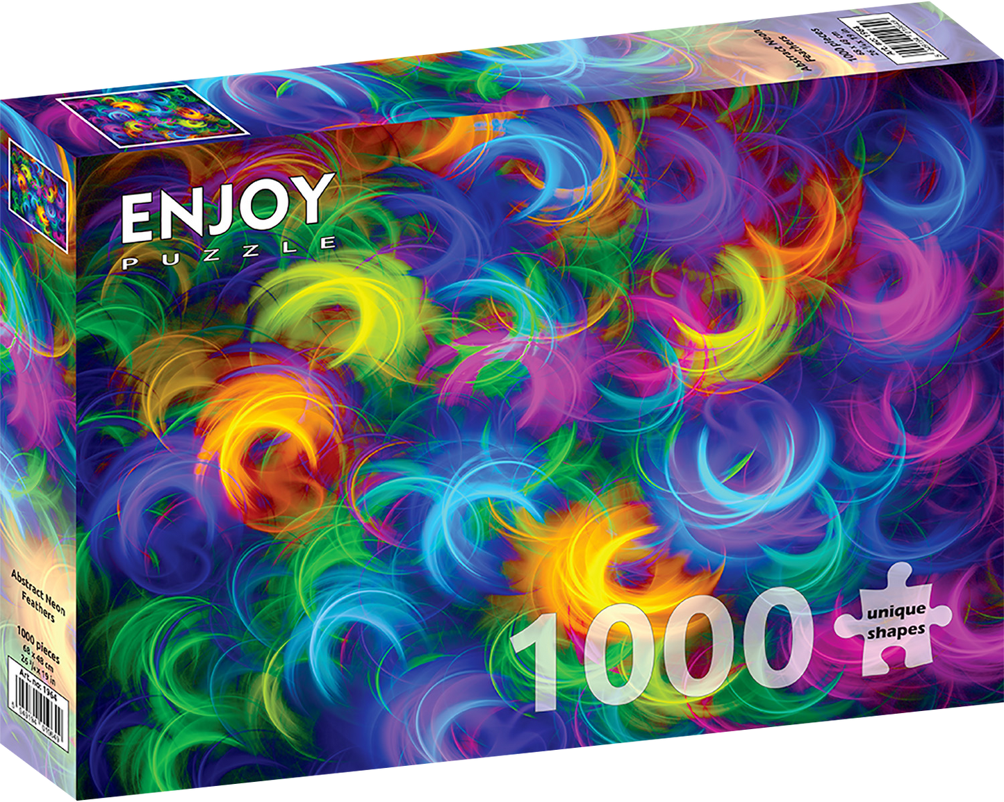 1000 Pieces Jigsaw Puzzle - Abstract Neon Feathers (1964)