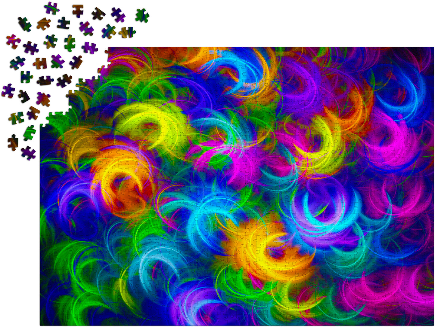 1000 Pieces Jigsaw Puzzle - Abstract Neon Feathers (1964)
