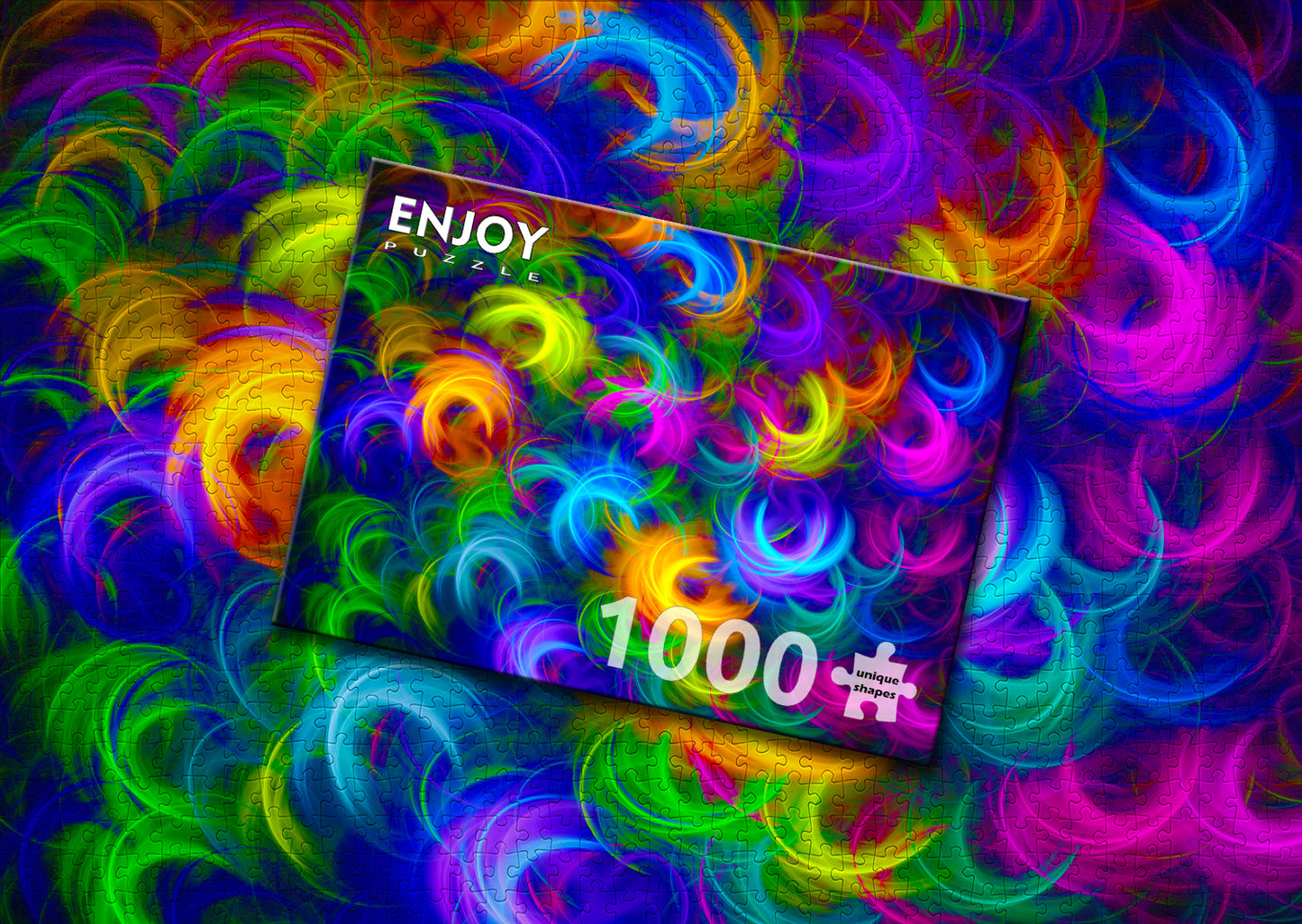 1000 Pieces Jigsaw Puzzle - Abstract Neon Feathers (1964)