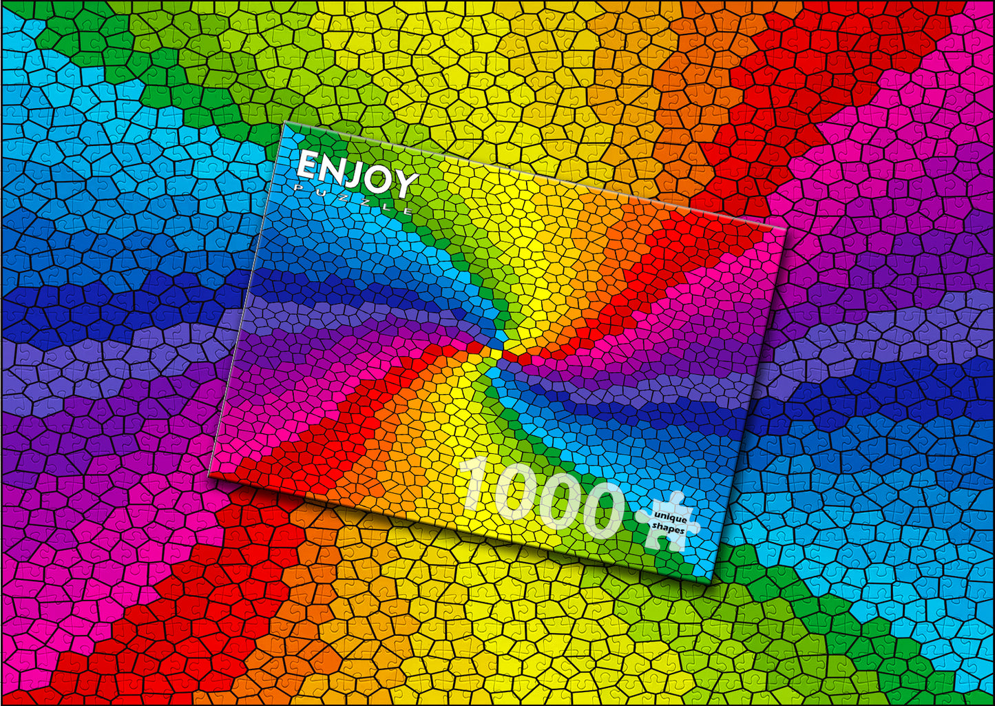 1000 Pieces Jigsaw Puzzle - Stained Glass Rainbow Burst (1970)