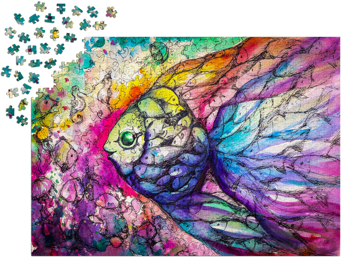 1000 Pieces Jigsaw Puzzle - Fishes (1976)
