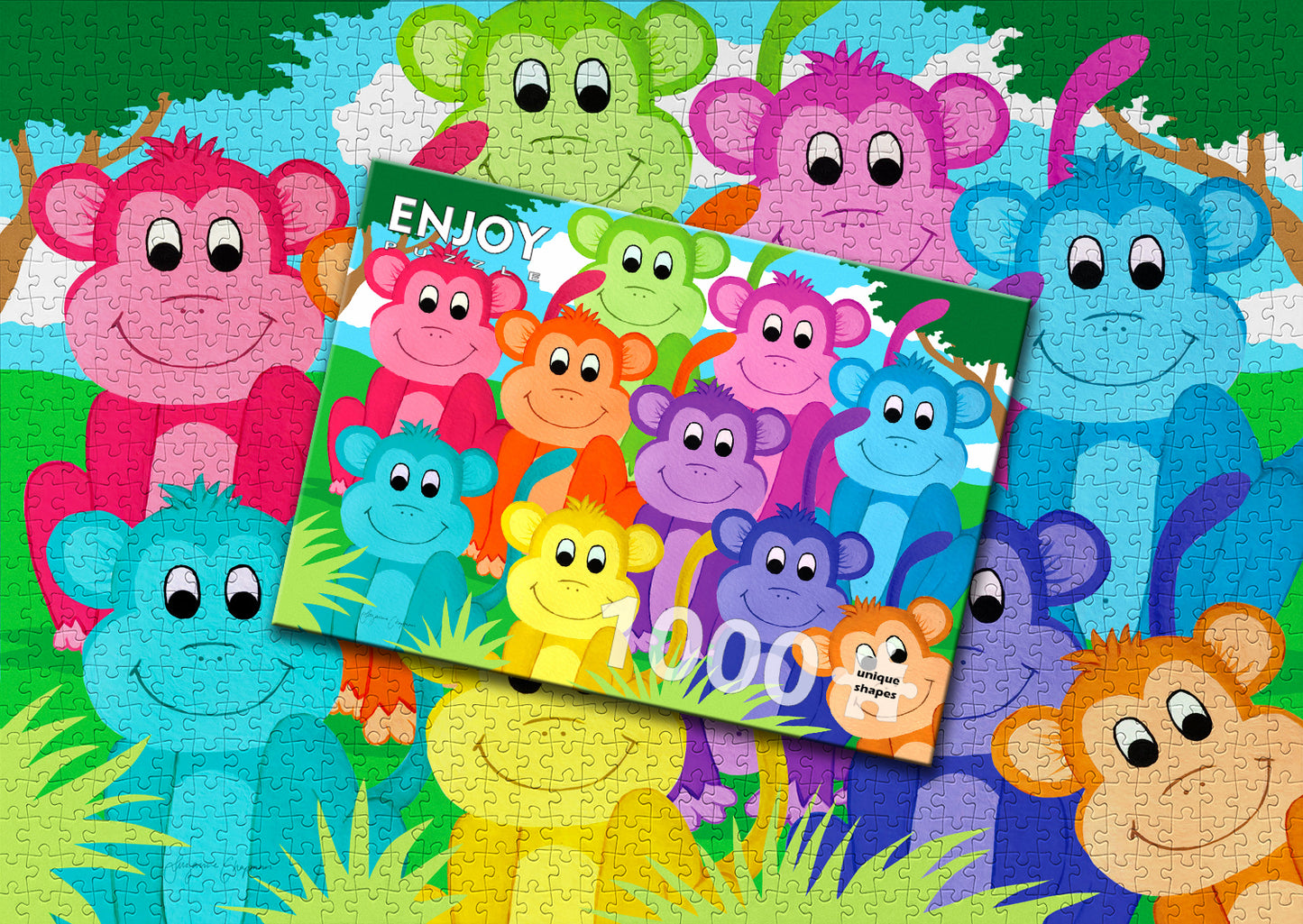 1000 Pieces Jigsaw Puzzle - Rainbow Monkeys (2060)