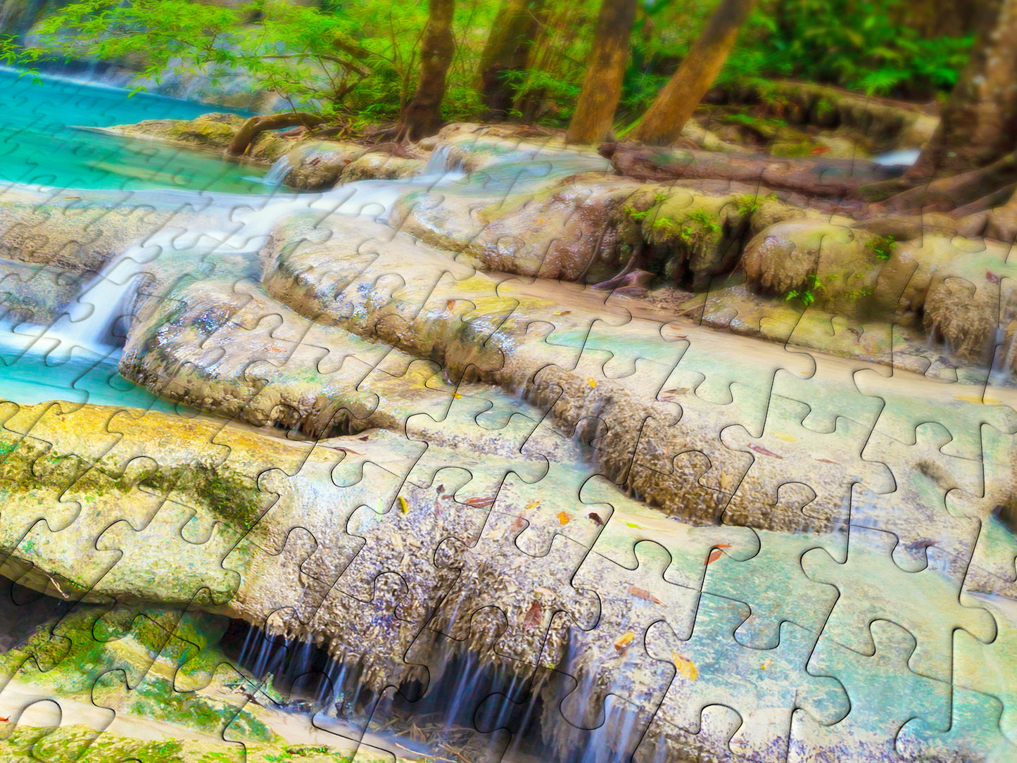 1000 Pieces Jigsaw Puzzle - Turquoise Waterfall, Thailand (2067)