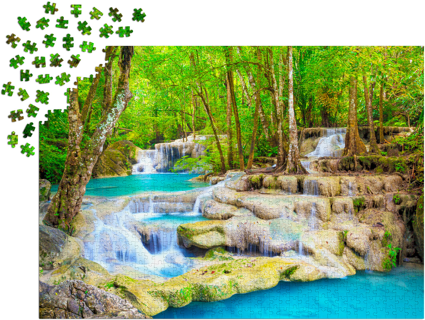 1000 Pieces Jigsaw Puzzle - Turquoise Waterfall, Thailand (2067)