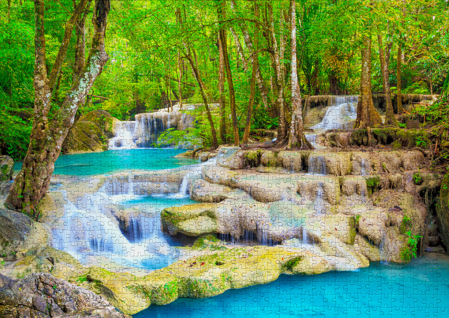 1000 Pieces Jigsaw Puzzle - Turquoise Waterfall, Thailand (2067)