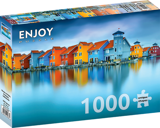 1000 Pieces Jigsaw Puzzle - Houses on Water, Groningen, Netherlands (2078)
