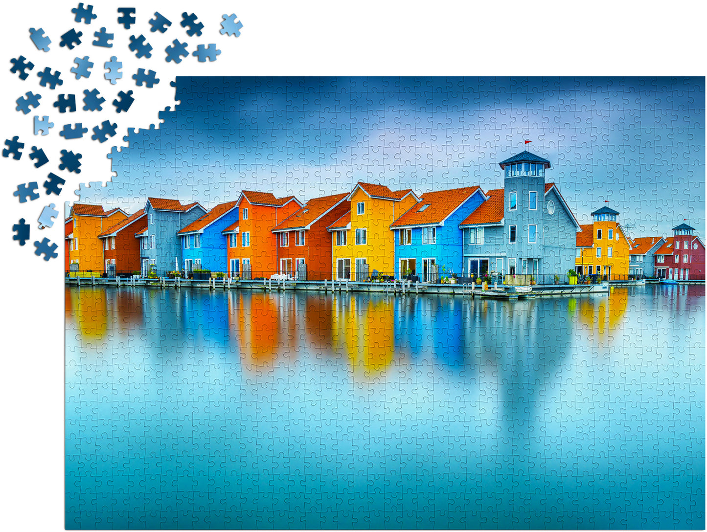 1000 Pieces Jigsaw Puzzle - Houses on Water, Groningen, Netherlands (2078)