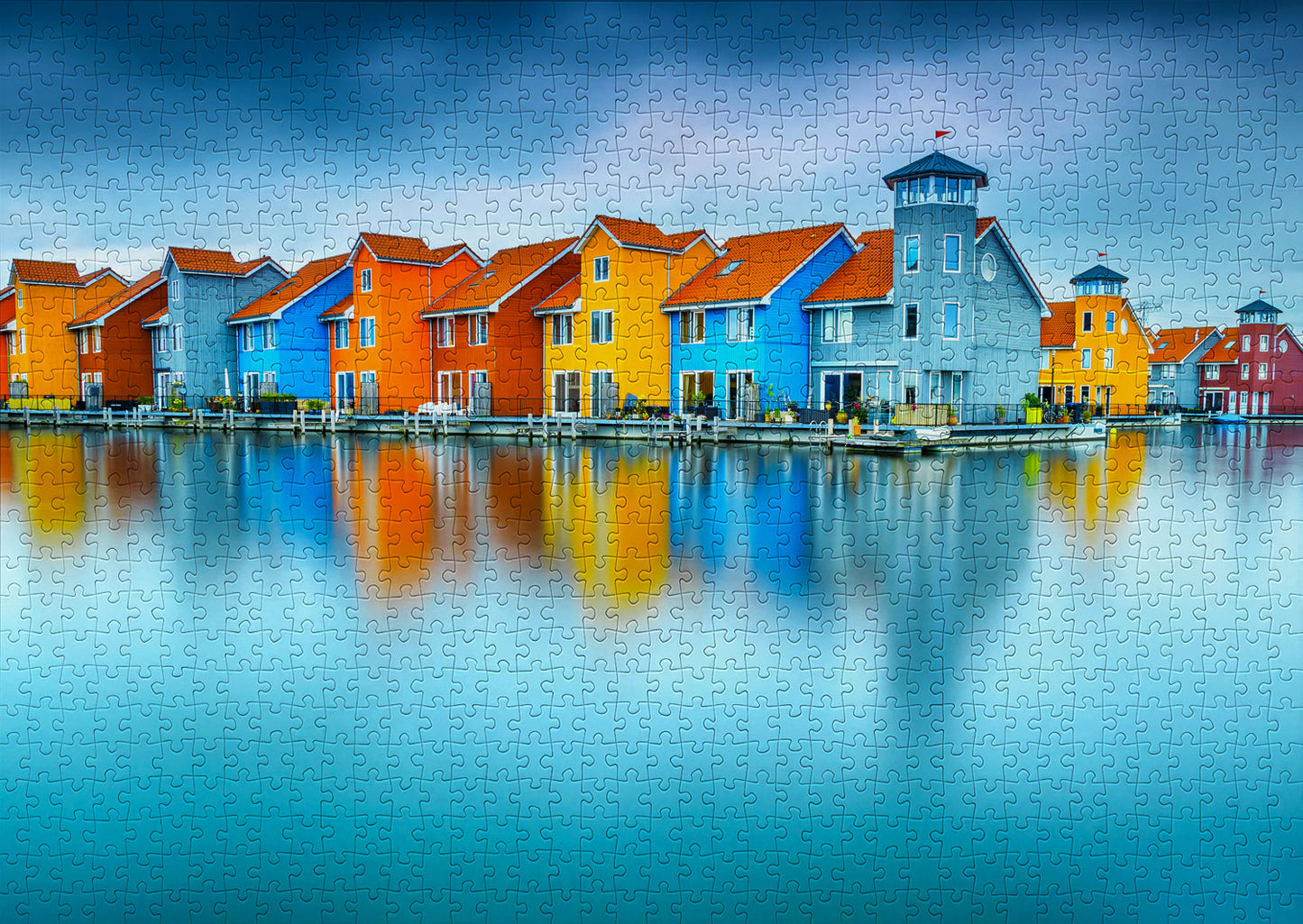 1000 Pieces Jigsaw Puzzle - Houses on Water, Groningen, Netherlands (2078)