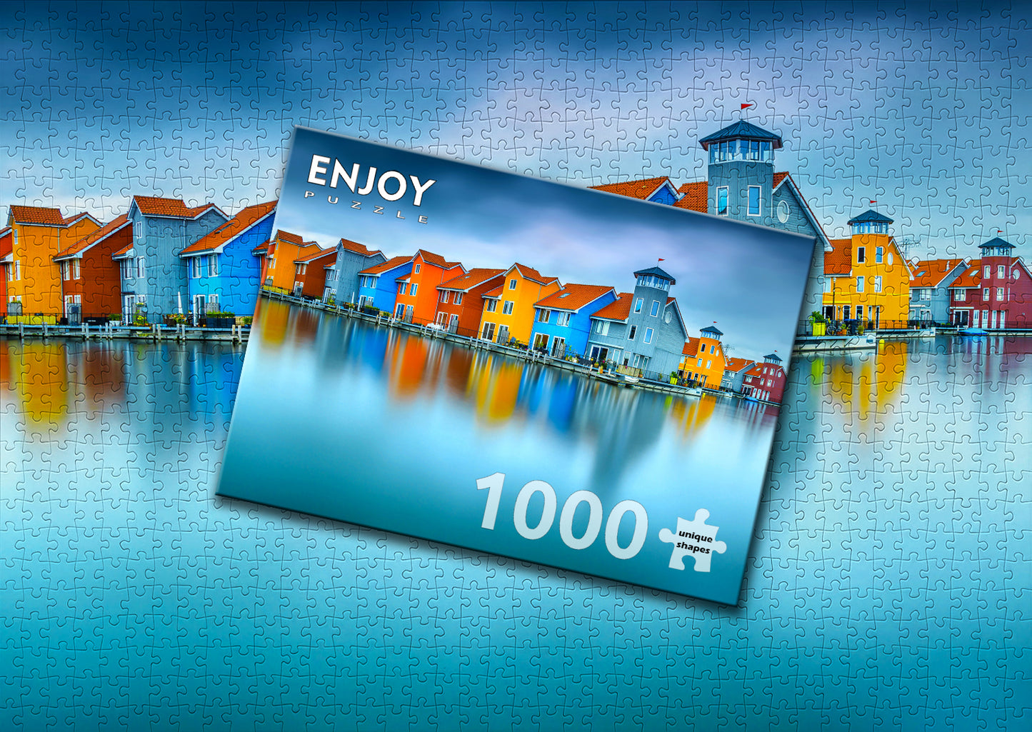 1000 Pieces Jigsaw Puzzle - Houses on Water, Groningen, Netherlands (2078)