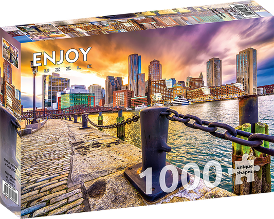 1000 Pieces Jigsaw Puzzle - Boston Harbor at Dusk, USA (2079)