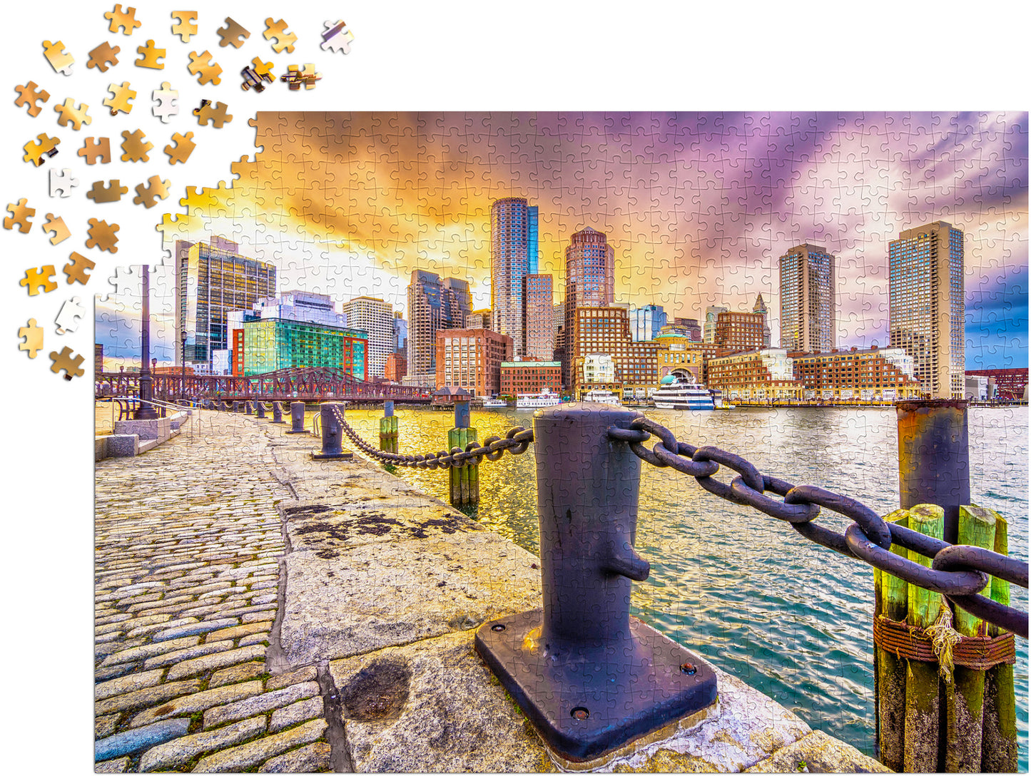 1000 Pieces Jigsaw Puzzle - Boston Harbor at Dusk, USA (2079)