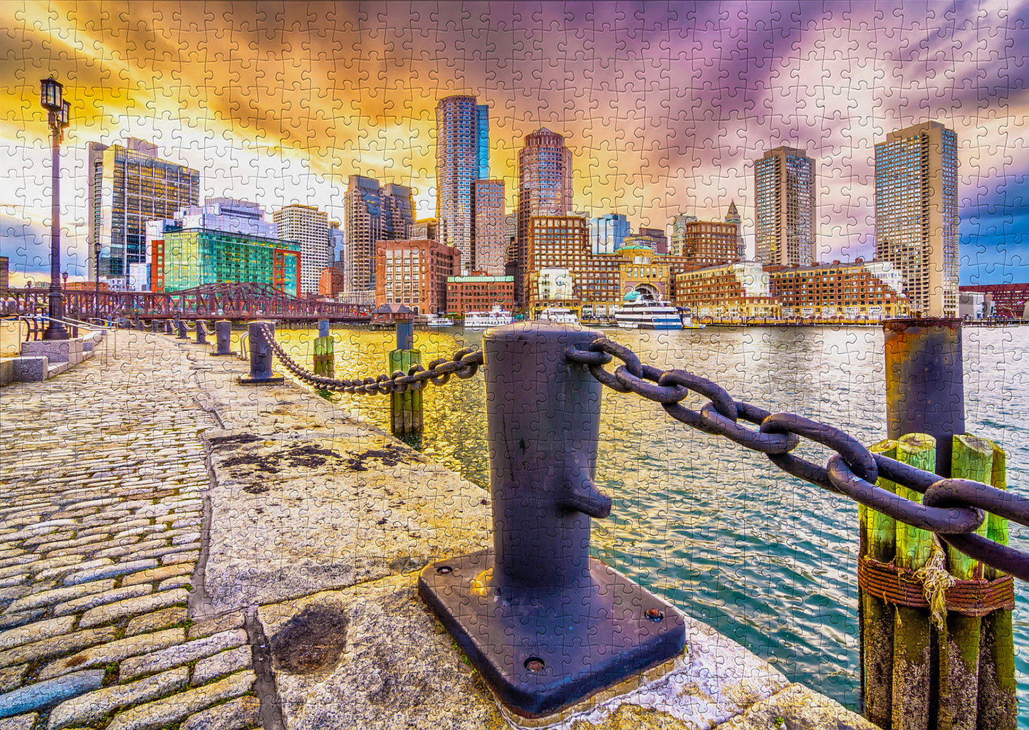 1000 Pieces Jigsaw Puzzle - Boston Harbor at Dusk, USA (2079)
