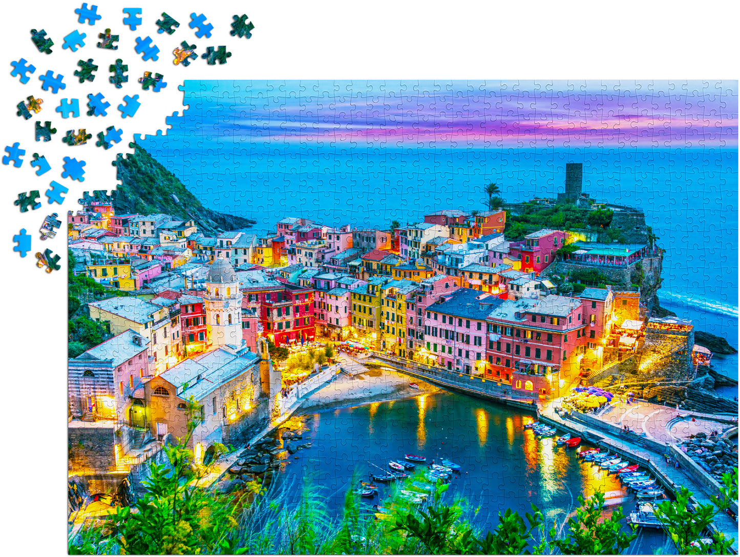 1000 Pieces Jigsaw Puzzle - Vernazza at Dusk, Cinque Terre, Italy (2080)