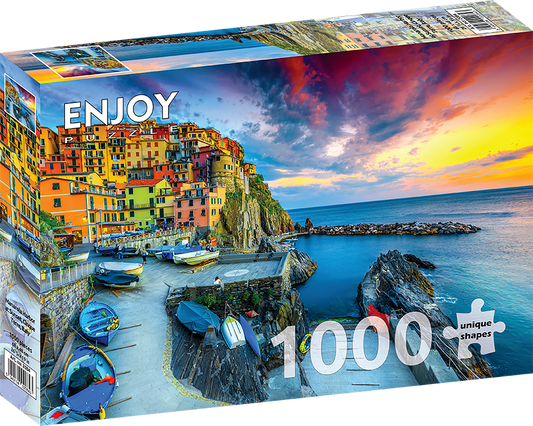 1000 Pieces Jigsaw Puzzle - Manarola Harbor at Sunset, Cinque Terre, Italy (2084)