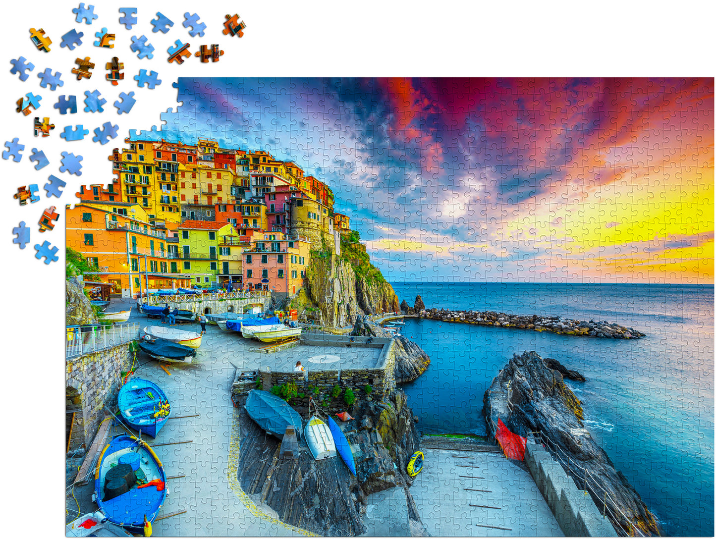 1000 Pieces Jigsaw Puzzle - Manarola Harbor at Sunset, Cinque Terre, Italy (2084)