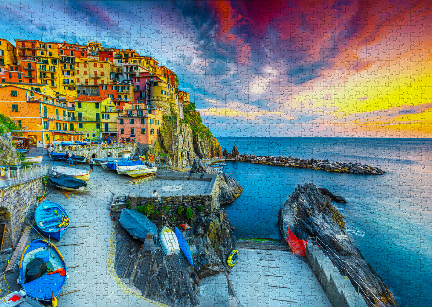 1000 Pieces Jigsaw Puzzle - Manarola Harbor at Sunset, Cinque Terre, Italy (2084)