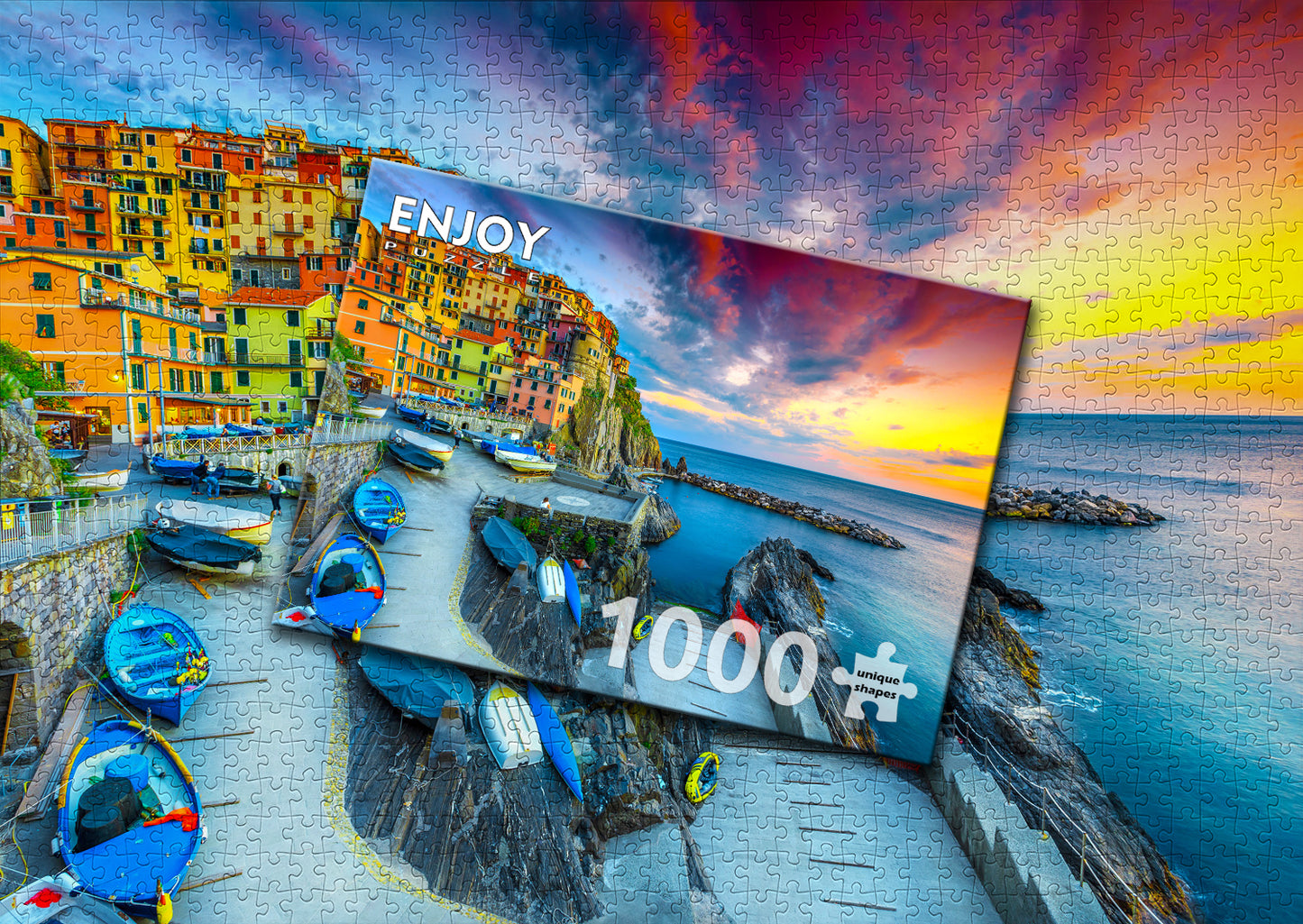 1000 Pieces Jigsaw Puzzle - Manarola Harbor at Sunset, Cinque Terre, Italy (2084)
