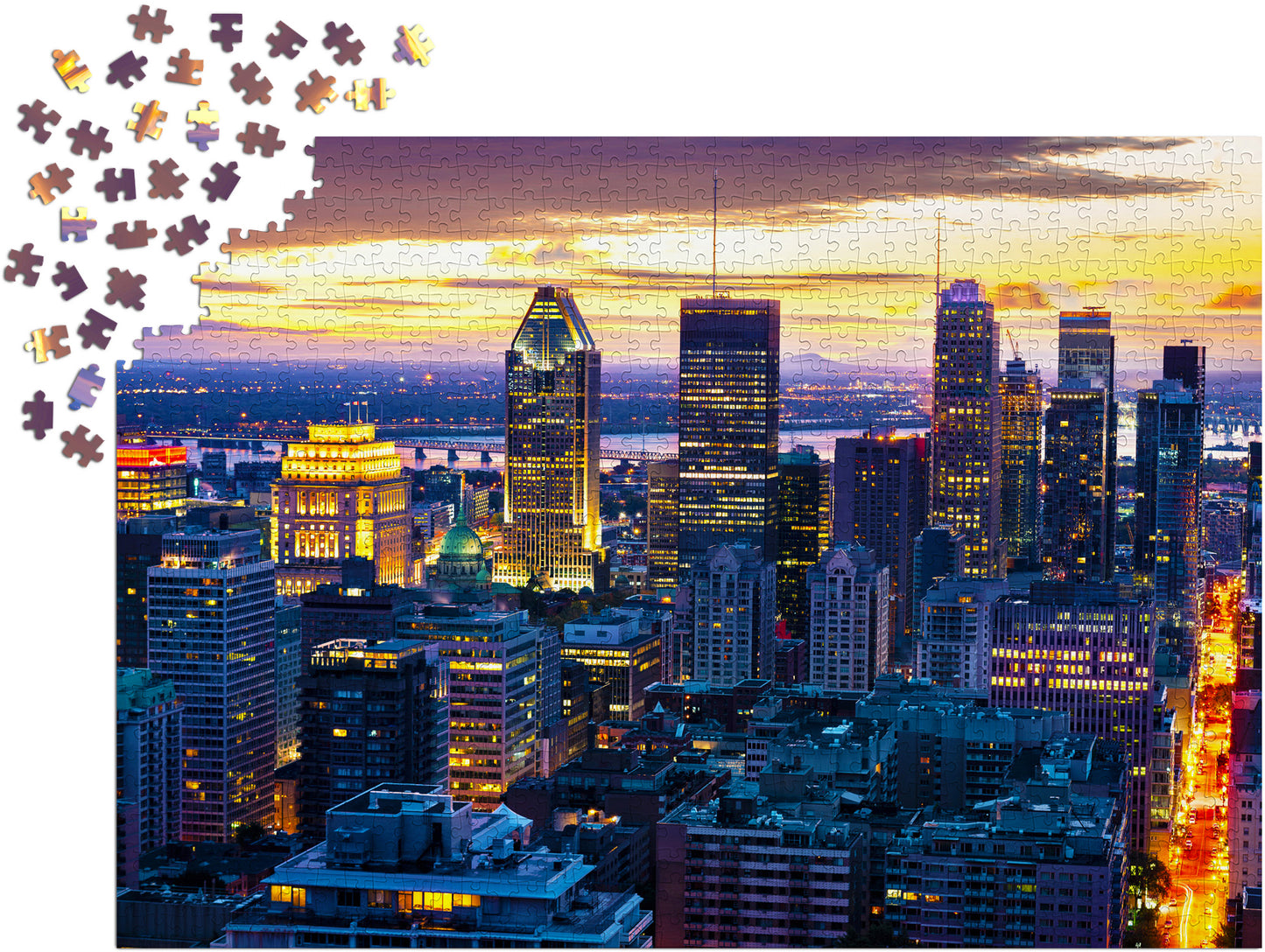 1000 Pieces Jigsaw Puzzle - Montreal Skyline by Night, Canada (2085)