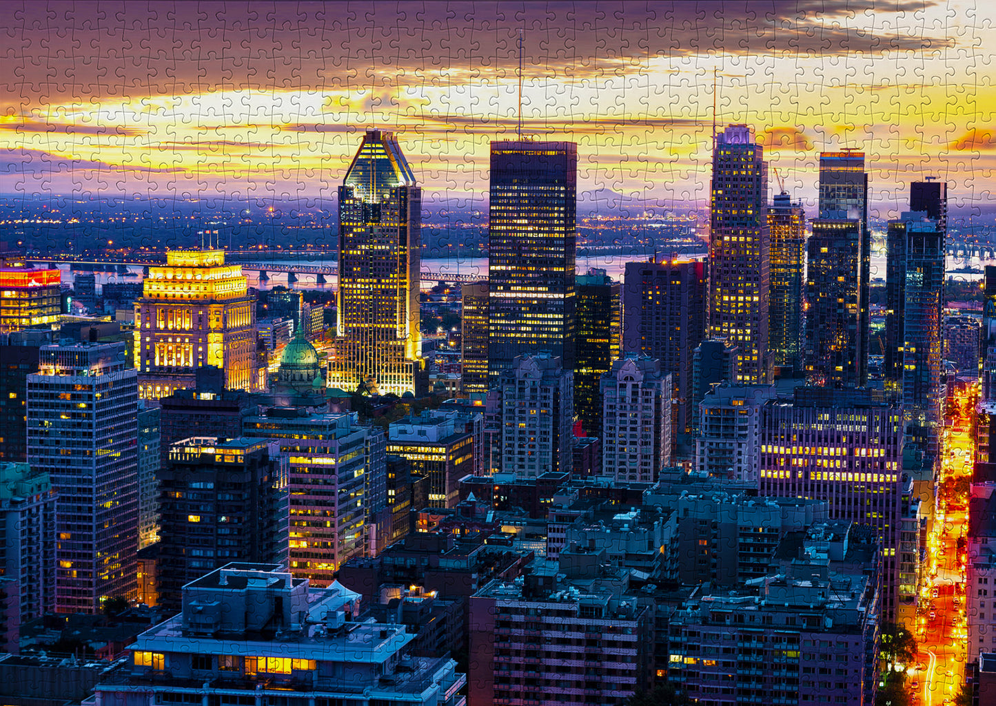 1000 Pieces Jigsaw Puzzle - Montreal Skyline by Night, Canada (2085)