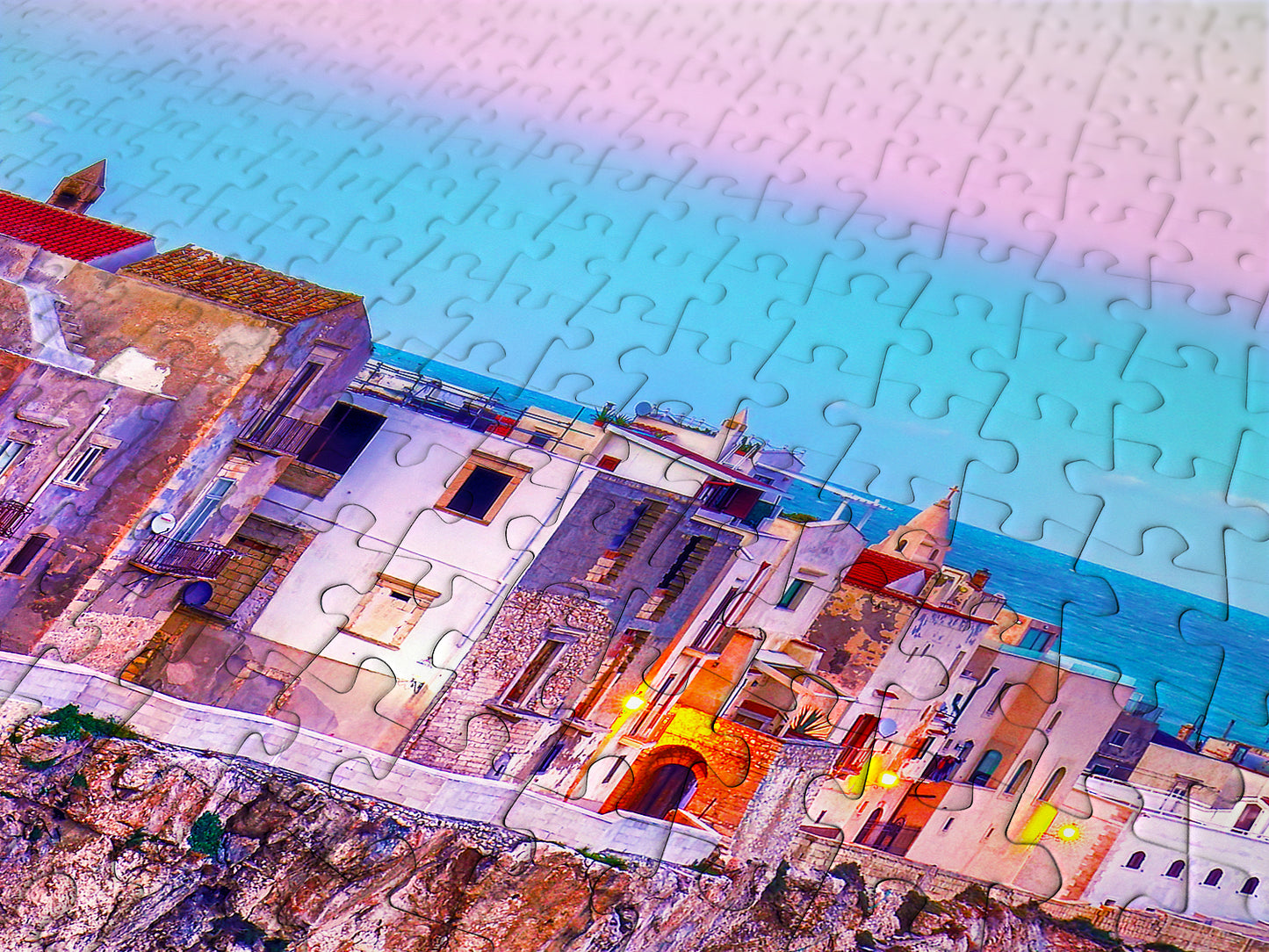 1000 Pieces Jigsaw Puzzle - Vieste on the Rocks, Italy (2086)