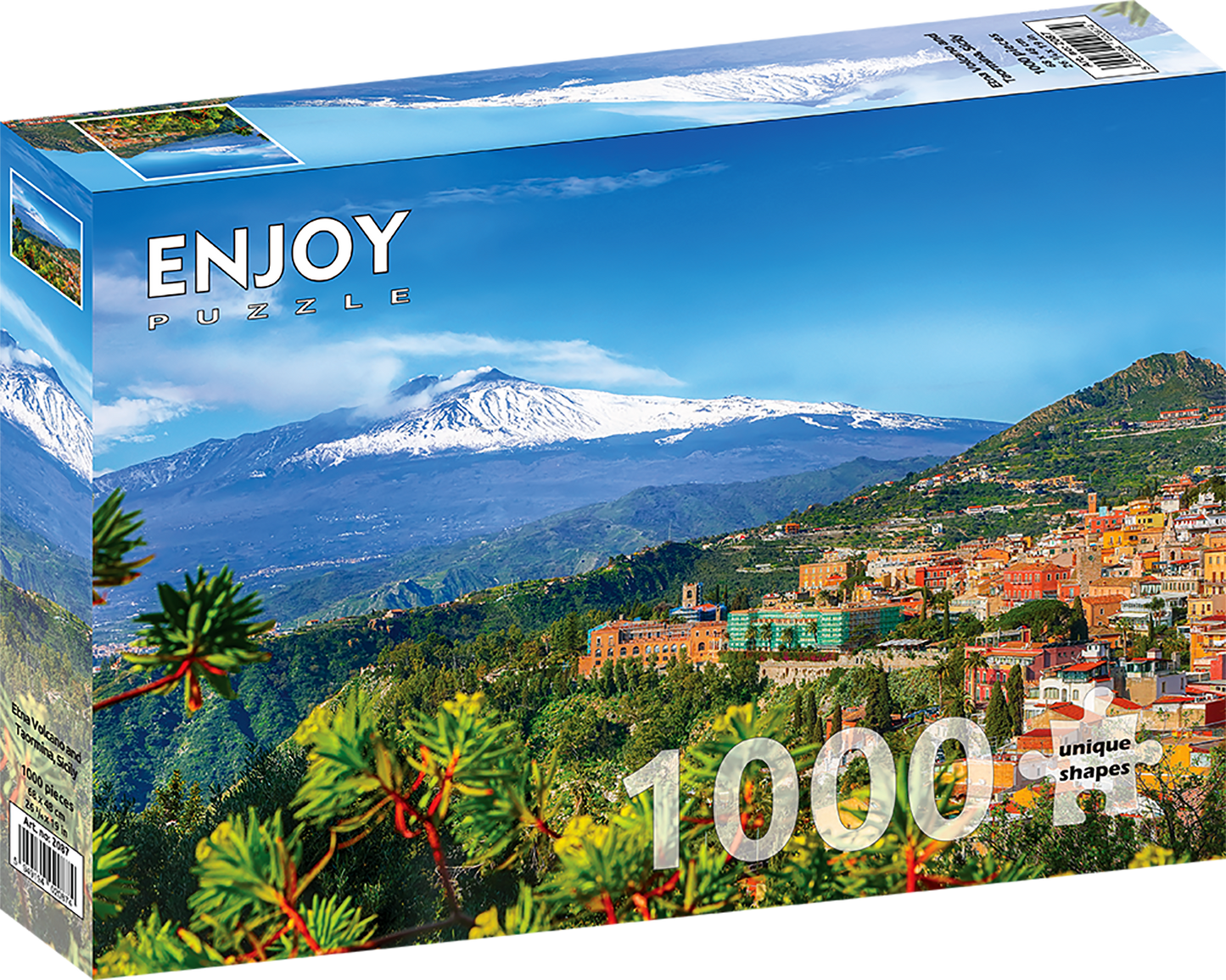 1000 Pieces Jigsaw Puzzle - Etna Volcano and Taormina, Sicily (2087)
