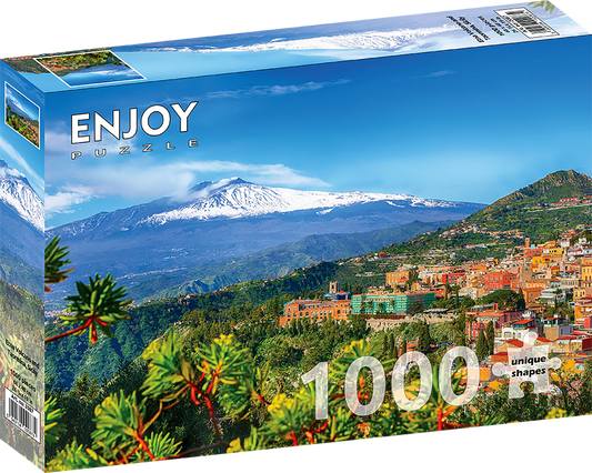1000 Pieces Jigsaw Puzzle - Etna Volcano and Taormina, Sicily (2087)