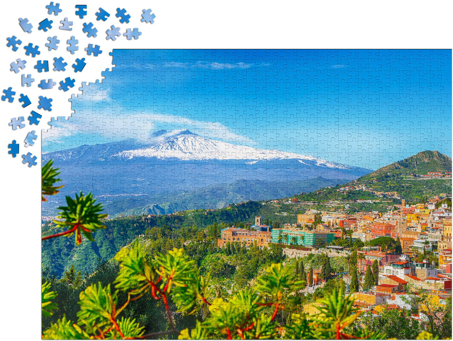 1000 Pieces Jigsaw Puzzle - Etna Volcano and Taormina, Sicily (2087)