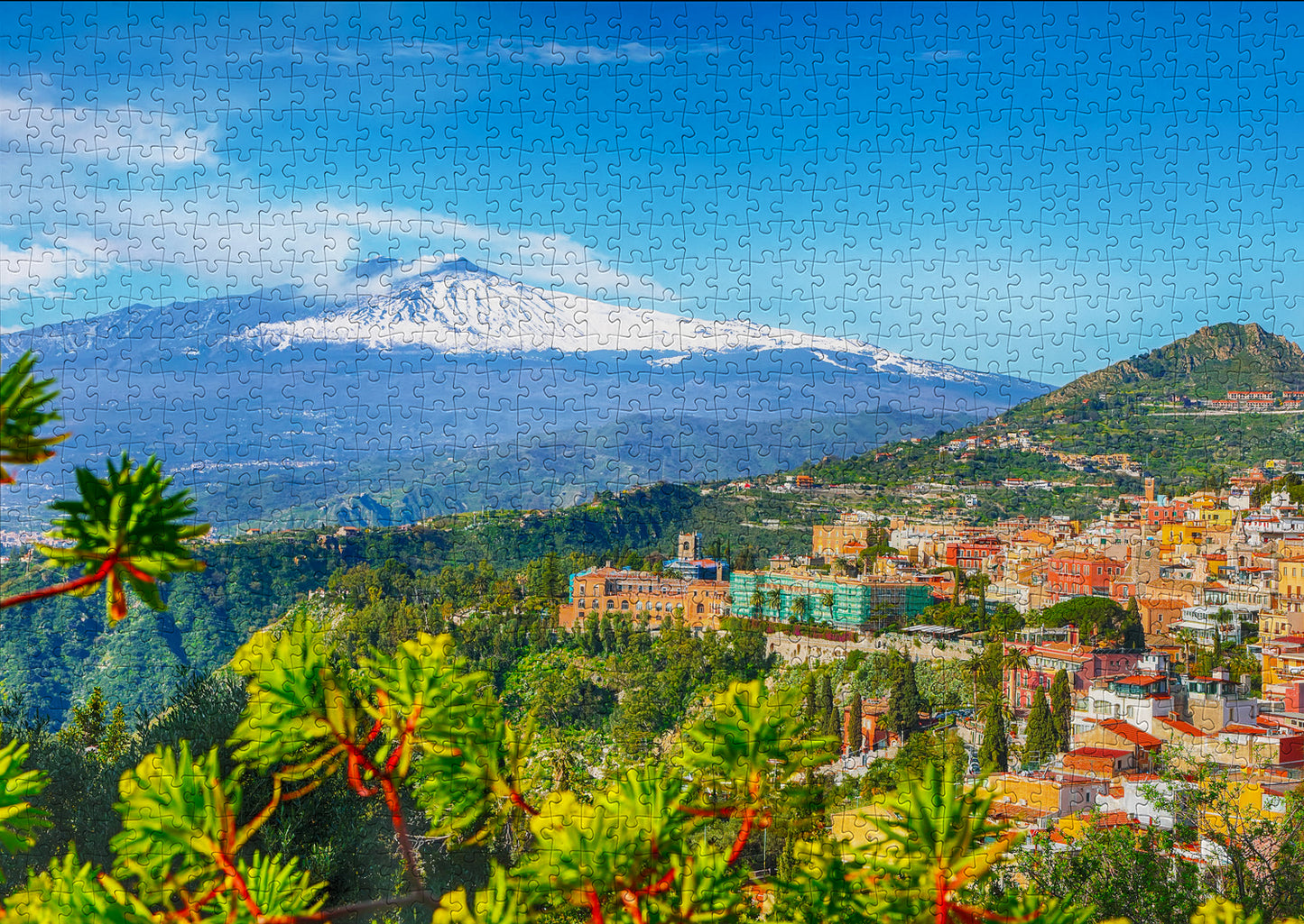 1000 Pieces Jigsaw Puzzle - Etna Volcano and Taormina, Sicily (2087)