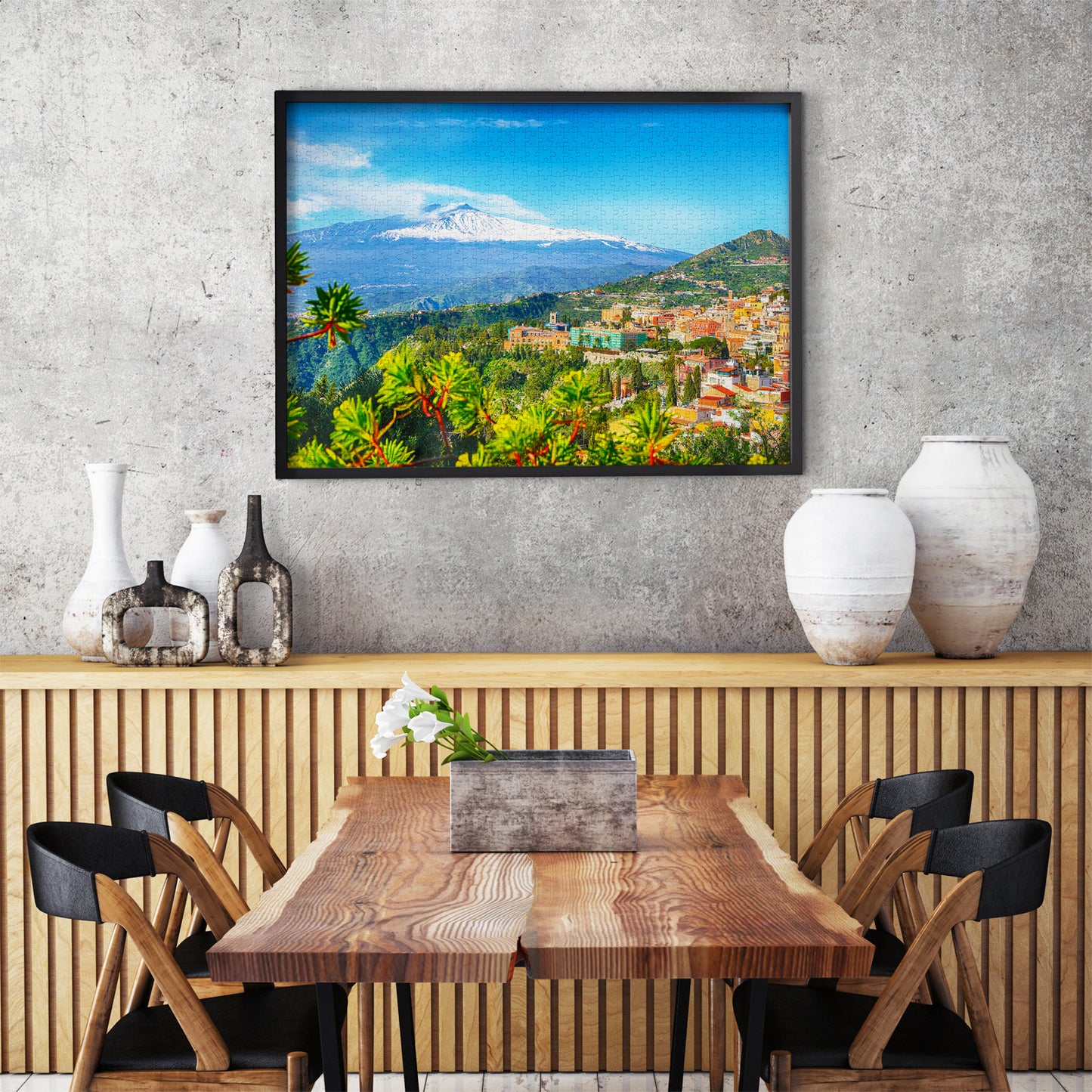 1000 Pieces Jigsaw Puzzle - Etna Volcano and Taormina, Sicily (2087)