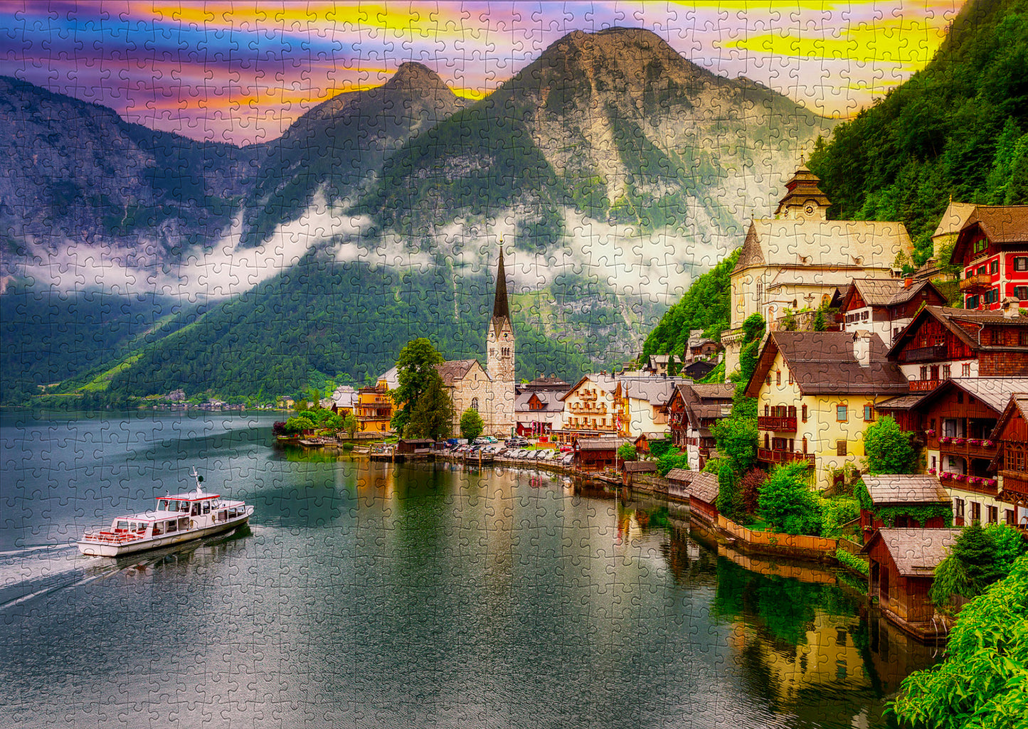 1000 Pieces Jigsaw Puzzle - Hallstatt Town at Sunset, Austria (2089)