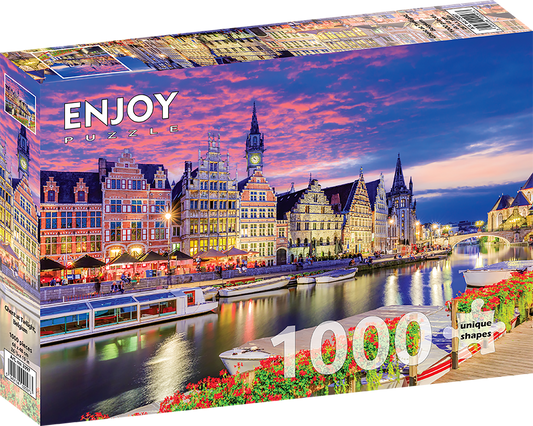 1000 Pieces Jigsaw Puzzle - Ghent at Twilight, Belgium (2097)