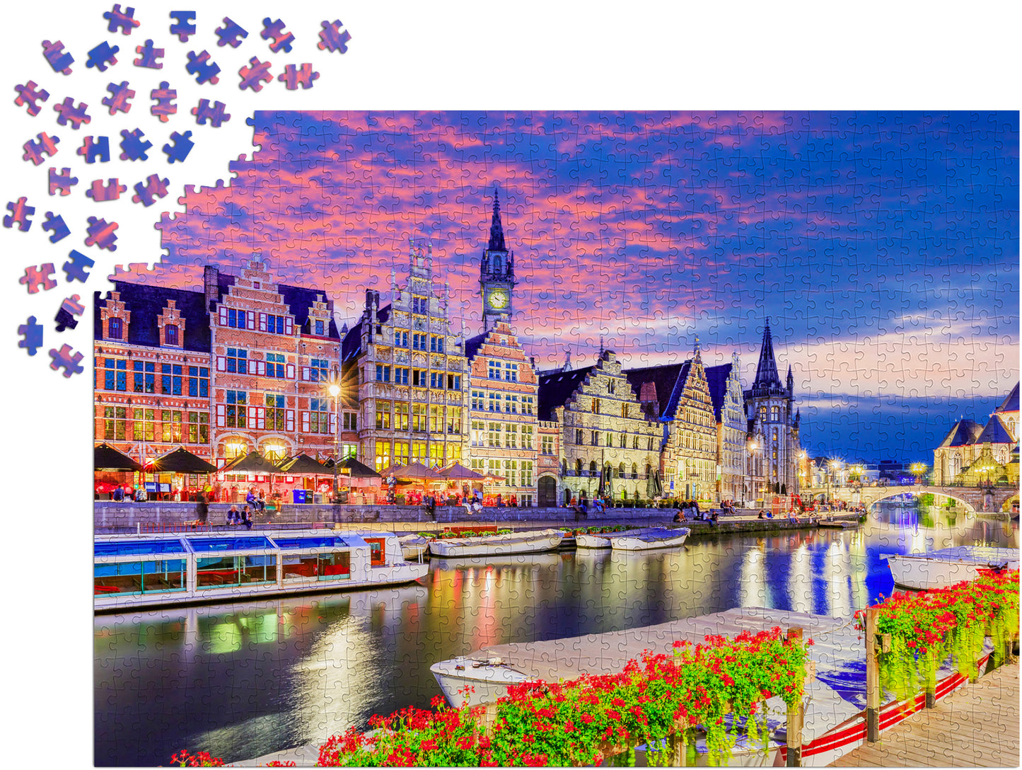 1000 Pieces Jigsaw Puzzle - Ghent at Twilight, Belgium (2097)