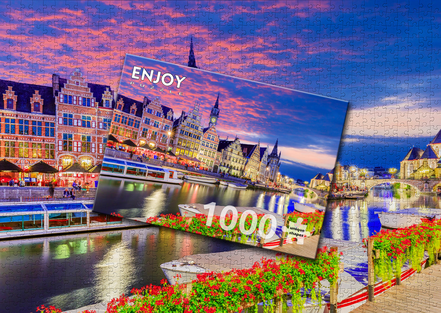 1000 Pieces Jigsaw Puzzle - Ghent at Twilight, Belgium (2097)