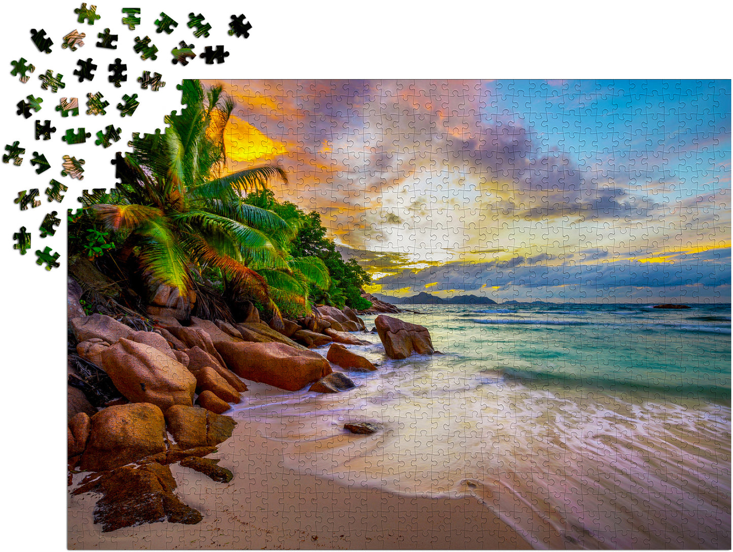 1000 Pieces Jigsaw Puzzle - Seychelles Beach at Sunset (2102)