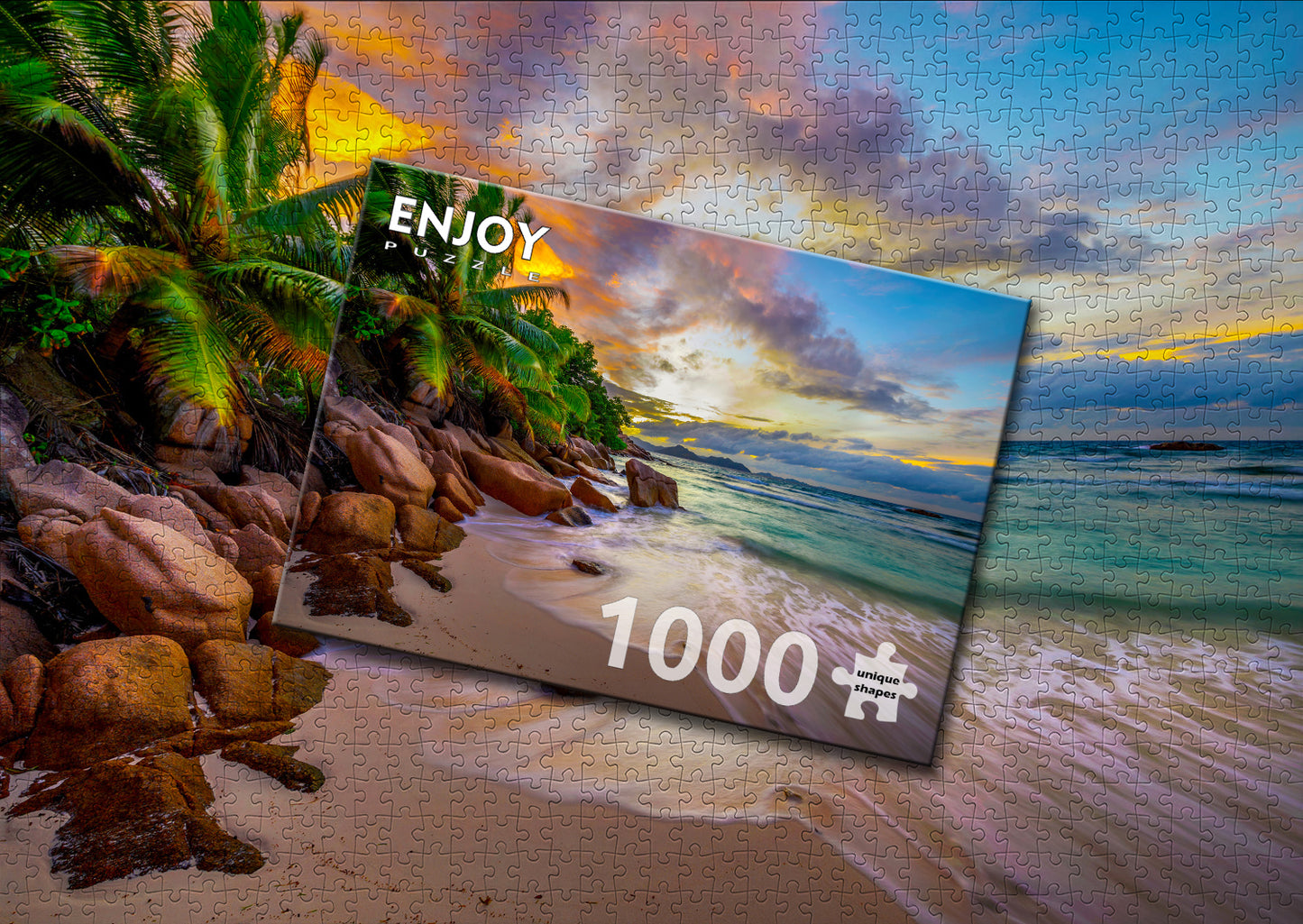1000 Pieces Jigsaw Puzzle - Seychelles Beach at Sunset (2102)