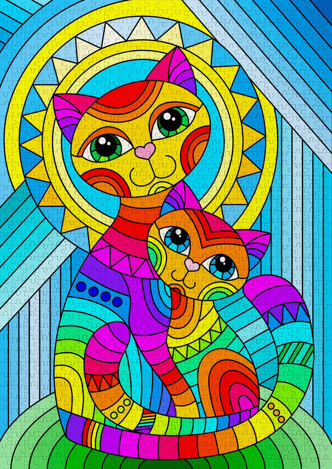 1000 Pieces Jigsaw Puzzle - Inseparable Cat and Kitten (2122)