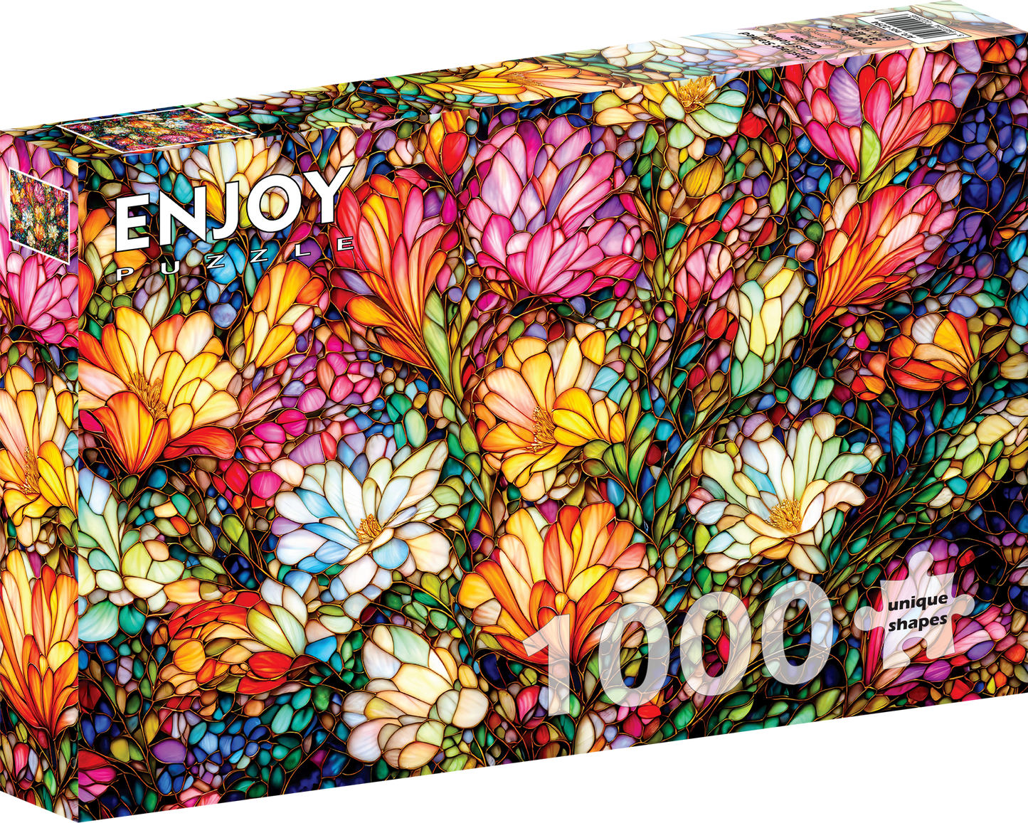 1000 Pieces Jigsaw Puzzle - Abstract Stained Glass Flower Garden (2294)