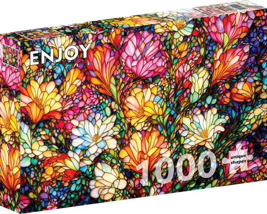 1000 Pieces Jigsaw Puzzle - Abstract Stained Glass Flower Garden (2294)