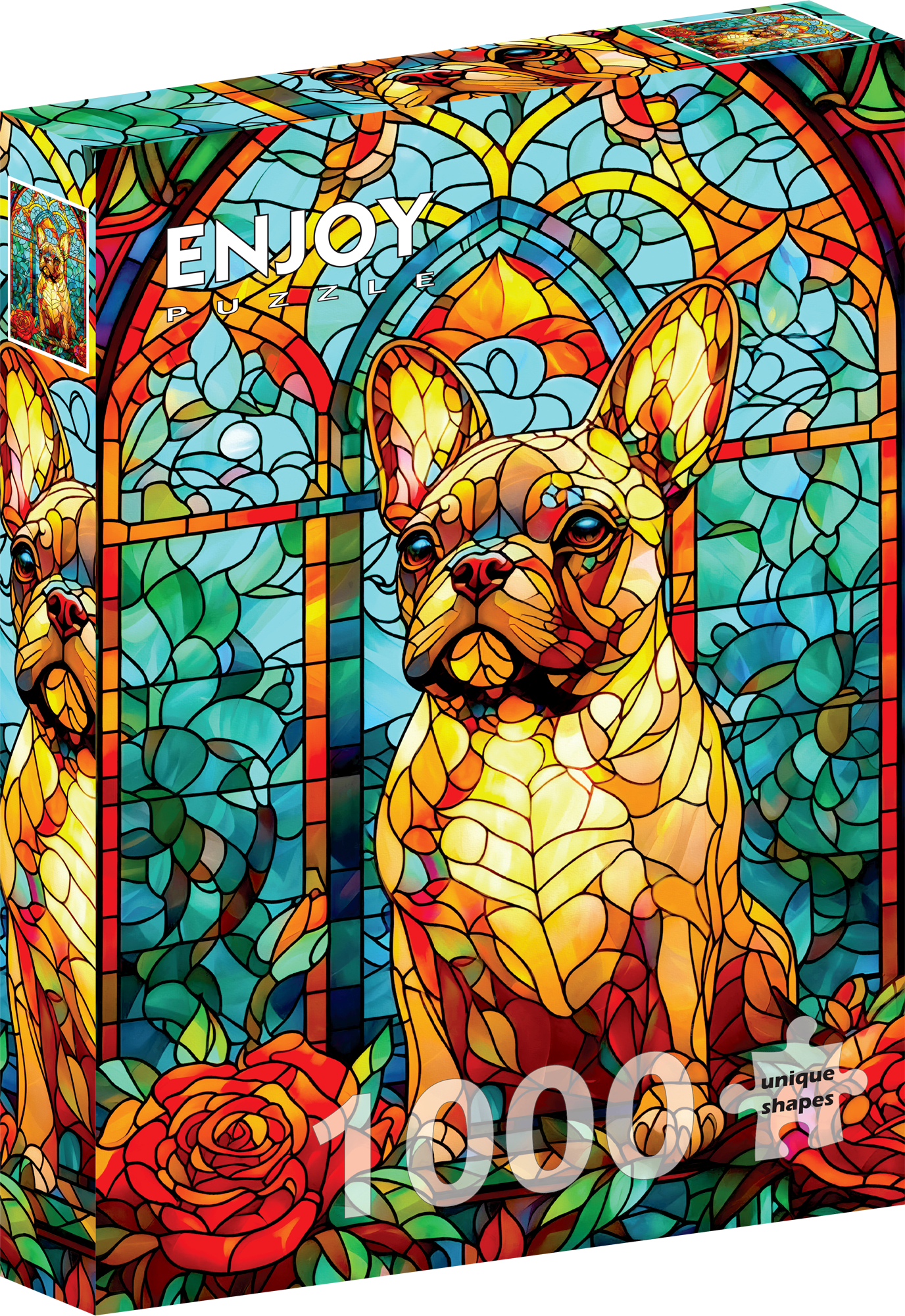 1000 Pieces Jigsaw Puzzle - French Bulldog Stained Glass (2312)
